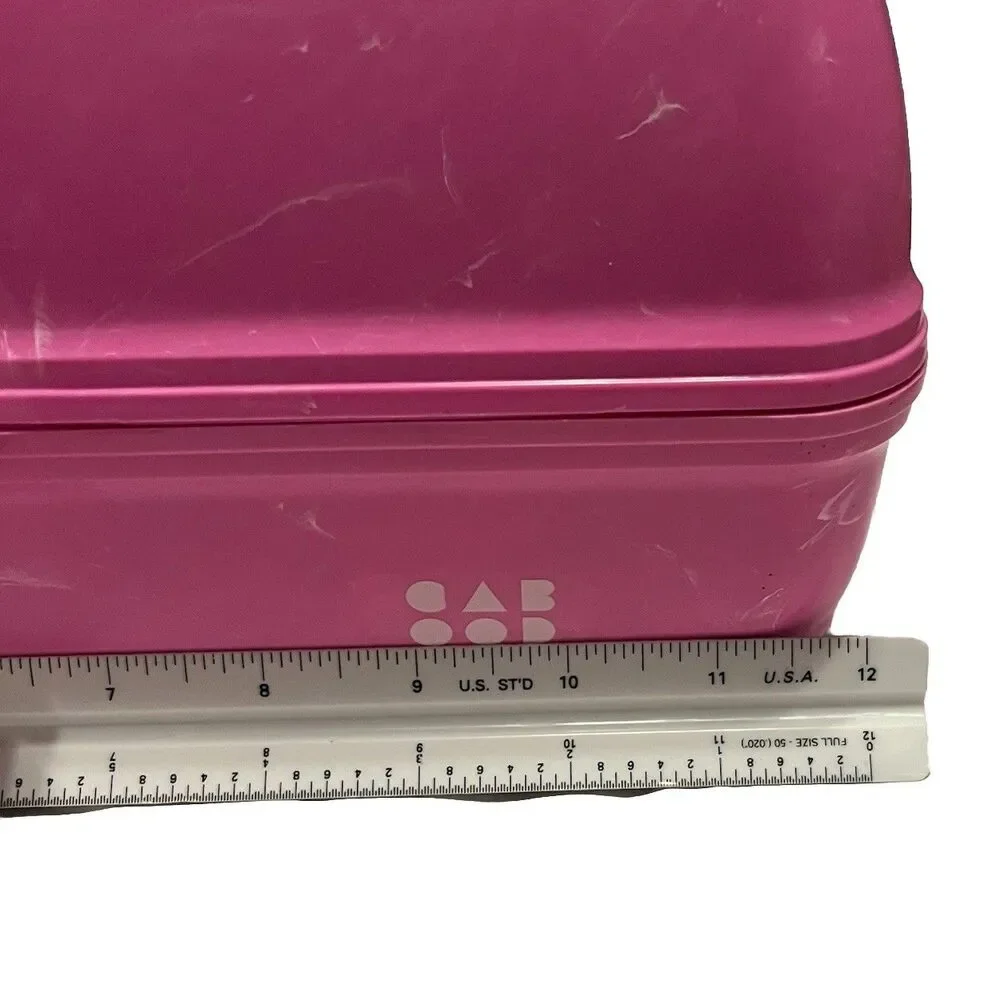 Vintage Caboodles Makeup Case Pink Marbled Train Travel Cosmetic Box Mirror USA